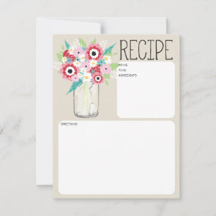 Carte de recette de fleurs en bocal Mason