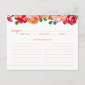 Carte de recette de fleurs orange mignonne et rose (Devant)