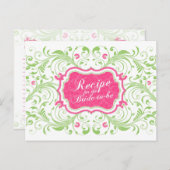 Carte de recette de fleurs rose pour la mariée (Devant / Derrière)