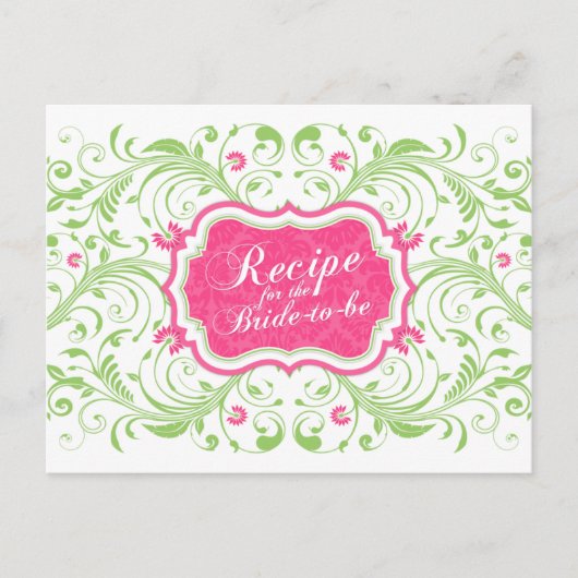 Carte de recette de fleurs rose pour la mariée (Devant)