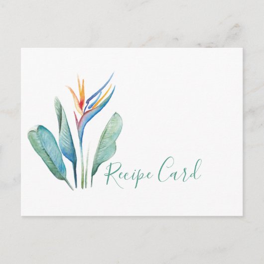 Carte de recette de fleurs tropicales Aquarelle (Devant)