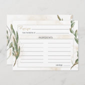 Carte de recette de fleurs vertes Gold Sage (Devant / Derrière)