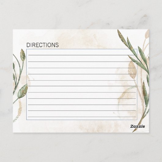 Carte de recette de fleurs vertes Gold Sage (Dos)