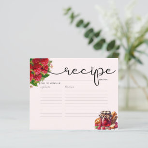 Carte de recette de framboise aquarelle