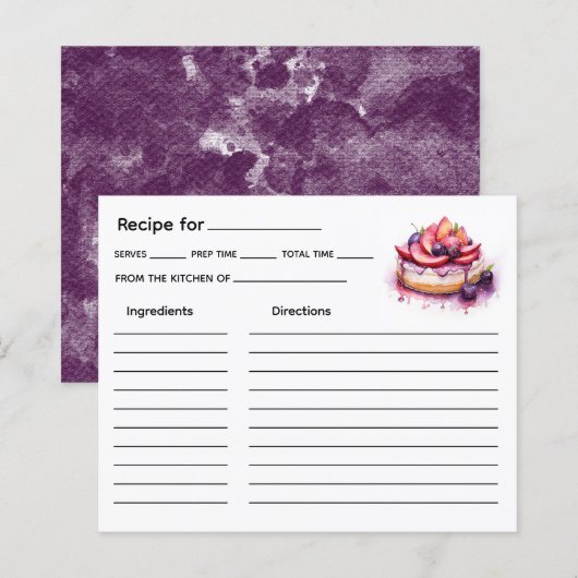 Carte de recette de gâteau (Devant / Derrière)