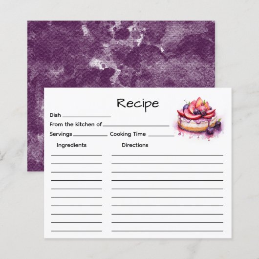 Carte de recette de gâteau (Devant / Derrière)