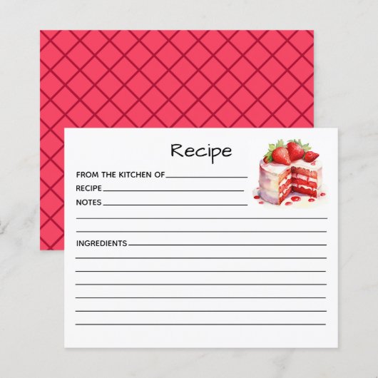 Carte de recette de gâteau (Devant / Derrière)