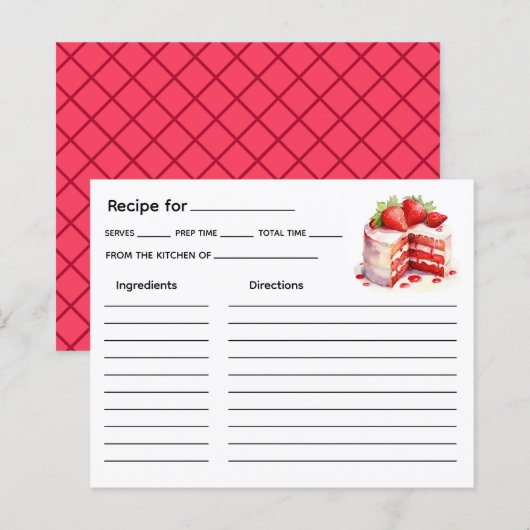 Carte de recette de gâteau (Devant / Derrière)