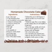 Carte de recette de gâteau au chocolat (Dos)
