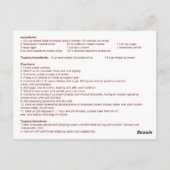 Carte de recette de gâteau au fromage de framboise (Dos)