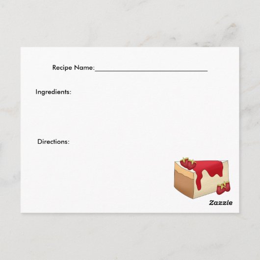 Carte de recette de gâteau au fromage et fraise (Dos)