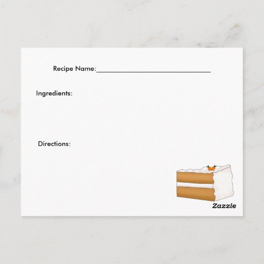 Carte de recette de gâteau carotte (Dos)