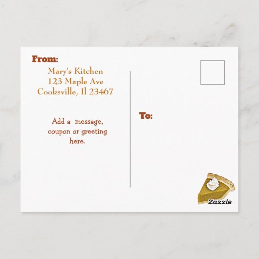 Carte de recette de gâteau citrouille (Dos)