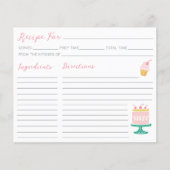 Carte de recette de gâteau rose Preppy (Devant)