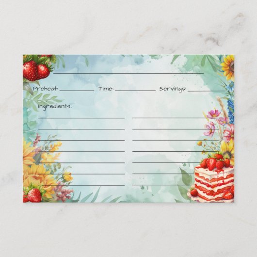 Carte de recette de la crème de fraise (Devant)