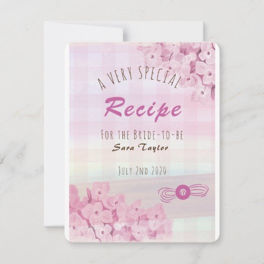 Carte de recette de la douche de l'apron rose flor (Devant)