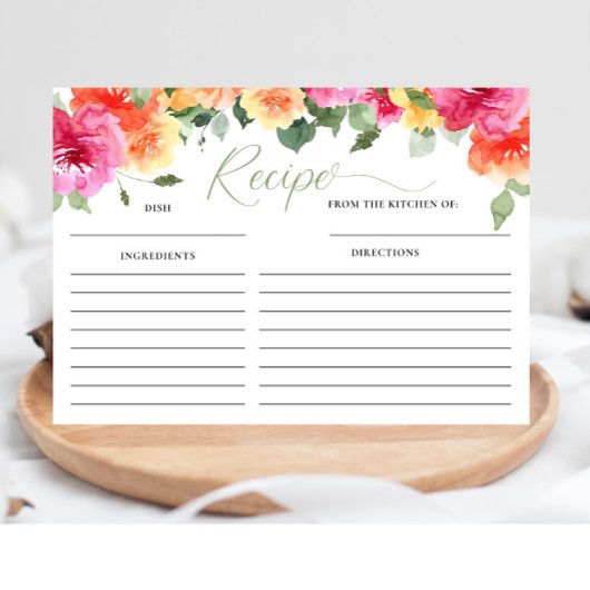 Carte de recette de la douche de mariée rose orang