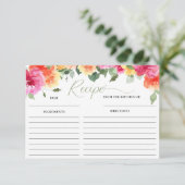 Carte de recette de la douche de mariée rose orang (Debout devant)