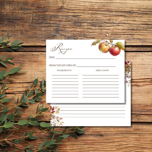 Carte de recette de la douche nuptiale pomme