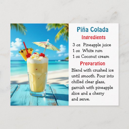 Carte de recette de la Journée nationale du Piña C (Devant)