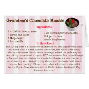 Carte de recette de la Mousse de chocolat