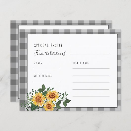 Carte de recette de la nuptiale de tournesol en bo (Devant / Derrière)