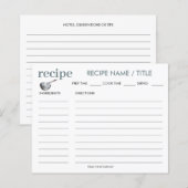 Carte de recette de la poêle Vintage d'aquarelle (Devant / Derrière)