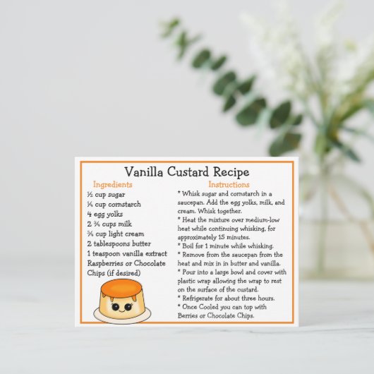 Carte de recette de la villa Custard (Debout devant)
