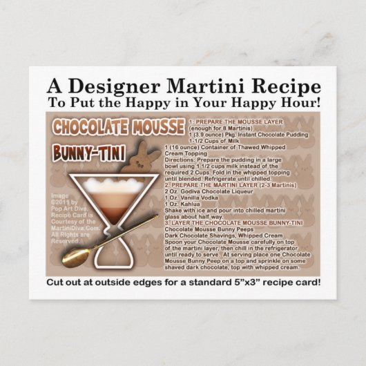 Carte de recette de lapin Mousse de chocolat Marti (Devant)