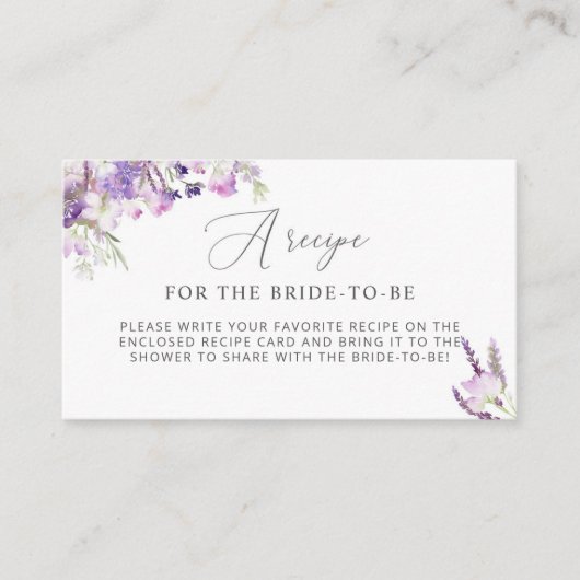 Carte de recette de lavande pour la future mariée (Devant)