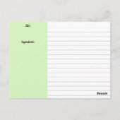 carte de recette de légumes de fruits d'aquarelle (Dos)