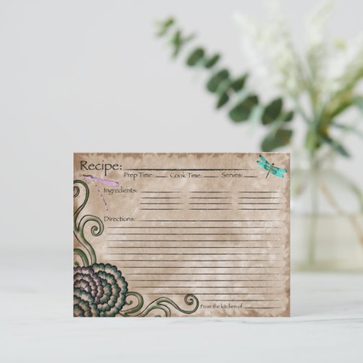 Carte de recette de libellule (Debout devant)