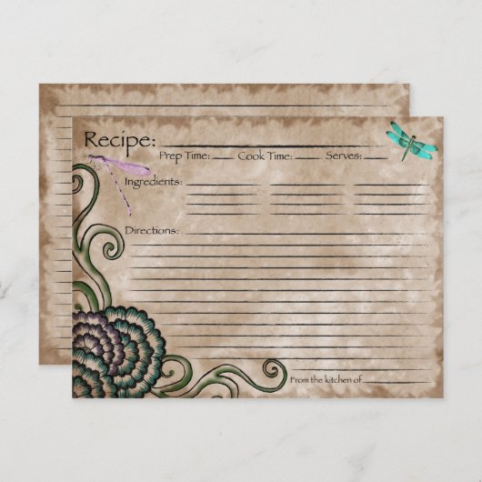 Carte de recette de libellule (Devant / Derrière)
