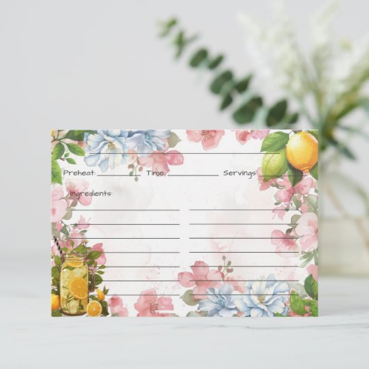 Carte de recette de limonade rose (Debout devant)