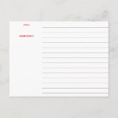 Carte de recette de livre de cuisine de cuisson de (Dos)