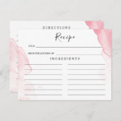 Carte de recette de mariage à l'aquarelle rose blu (Devant / Derrière)