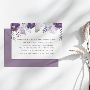 Carte de recette de mariage à l'aquarelle violette