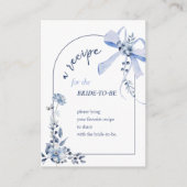 Carte de recette de mariage à ruban floral bleu (Devant)
