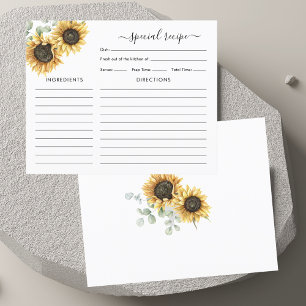 Carte de recette de mariage au tournesol Eucalyptu