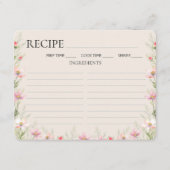 Carte de recette de mariage aux fleurs sauvages. (Devant)
