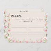 Carte de recette de mariage aux fleurs sauvages. (Devant / Derrière)