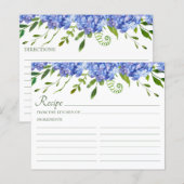 Carte de recette de mariage aux Hortensias Bleus  (Devant / Derrière)