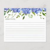 Carte de recette de mariage aux Hortensias Bleus  (Dos)