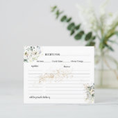 Carte de recette de mariage avec plantes et verdur (Debout devant)