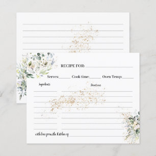 Carte de recette de mariage avec plantes et verdur