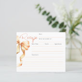 Carte de recette de mariage avec ruban "Elle noue (Debout devant)