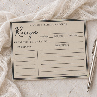 Carte de recette de mariage classique élégante noi
