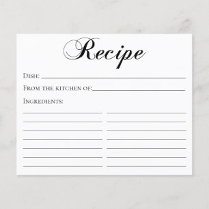 Carte de recette de mariage élégante en écriture c