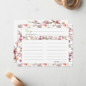 Carte de recette de mariage élégante en fleur de c (Devant/Arrière en situation)
