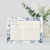 Carte de recette de mariage fleurie bleue à motif  (Debout devant)